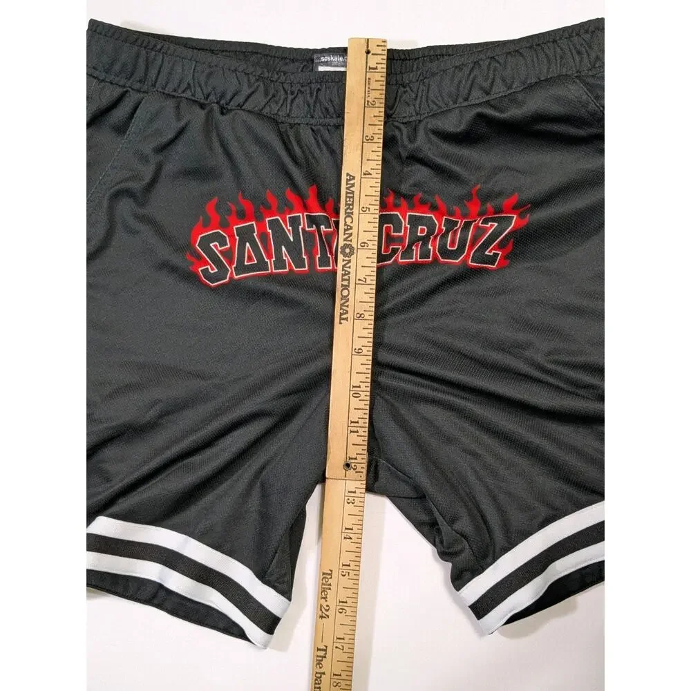 Rare Santa Cruz Basketball Shorts Men's Medium Skate Surf Y2k Flames Stripes 73
